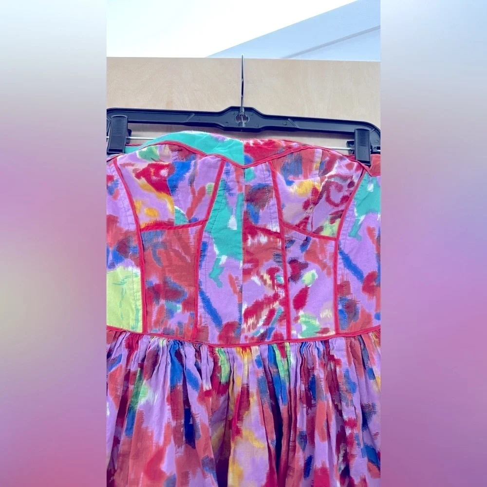 Aryn K "Hyperspace" Strapless Mini Dress | Red & Lavender Multi - Picture 6 of 11